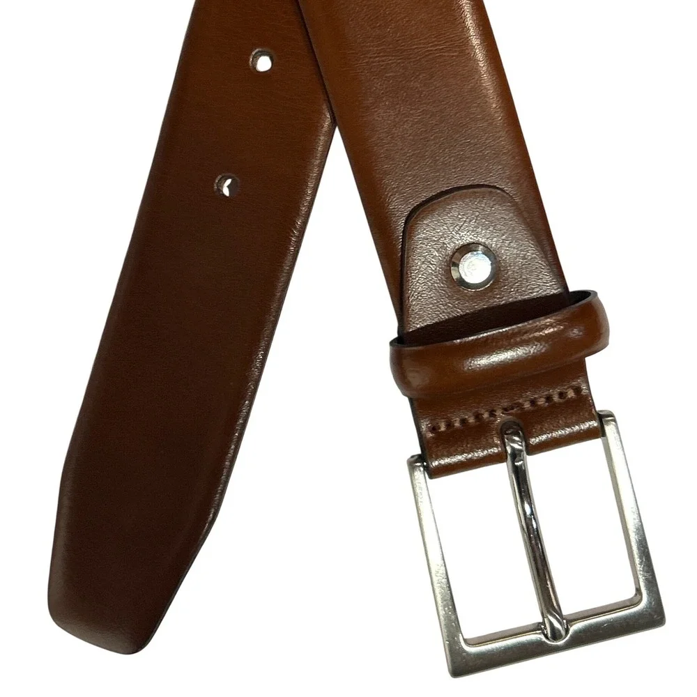Suitsupply Mens Cognac Brown Genuine Leather Dress Belt Made in Italy Size 34